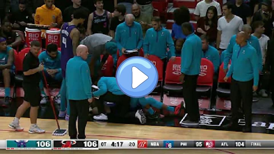 Play video: Dennis Smith Jr. lands badly, rolls his left ankle, and hops to the locker room. Video thumb: Dennis Smith Jr. lands badly, rolls his left ankle, and hops to the locker room.