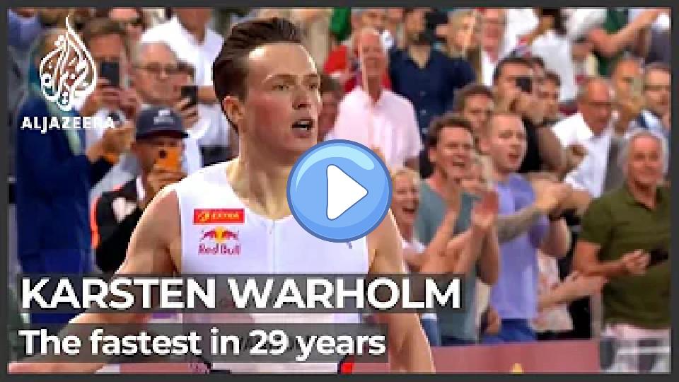Play video: Norwegian Warholm beats Kevin Young's 29-year-old record in the 400m hurdles. Video thumb: Norwegian Warholm beats Kevin Young's 29-year-old record in the 400m hurdles.