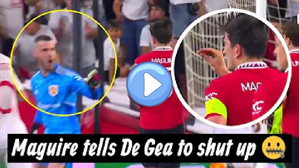 Play video: Harry Maguire tells David De Gea to be quiet and accidentally injures Anthony Martial. Video thumb: Harry Maguire tells David De Gea to be quiet and accidentally injures Anthony Martial.