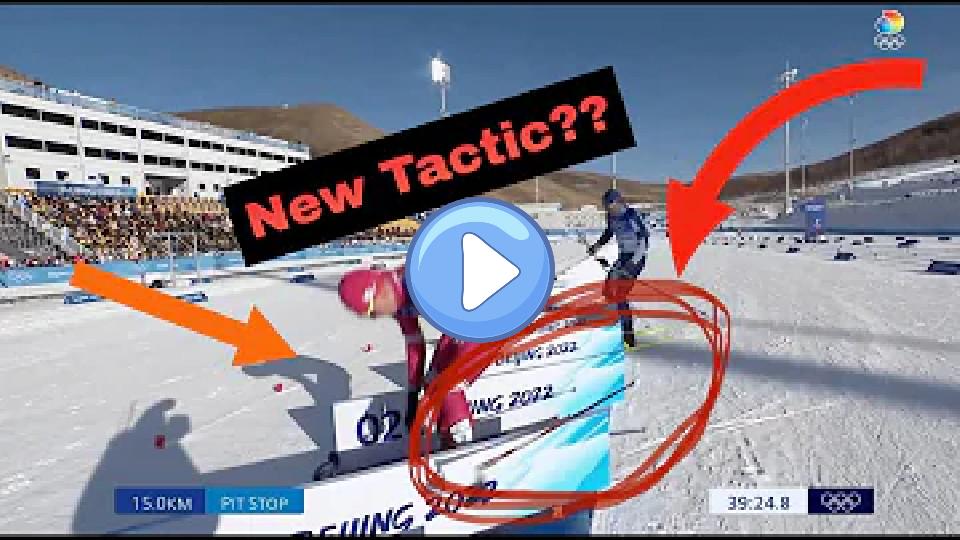 Play video: Bolshunov throws ski pole at Klaebo's skis - Olympics 2022 Video thumb: Bolshunov throws ski pole at Klaebo's skis - Olympics 2022