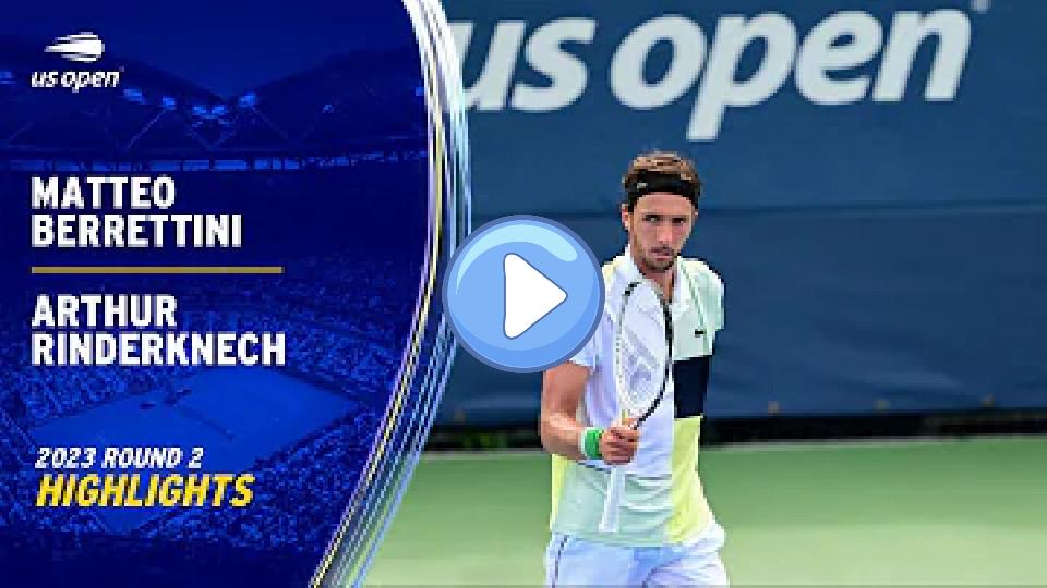 Play video: Matteo Berrettini vs. Arthur Rinderknech Highlights | 2023 US Open Second Round Video thumb: Matteo Berrettini vs. Arthur Rinderknech Highlights | 2023 US Open Second Round
