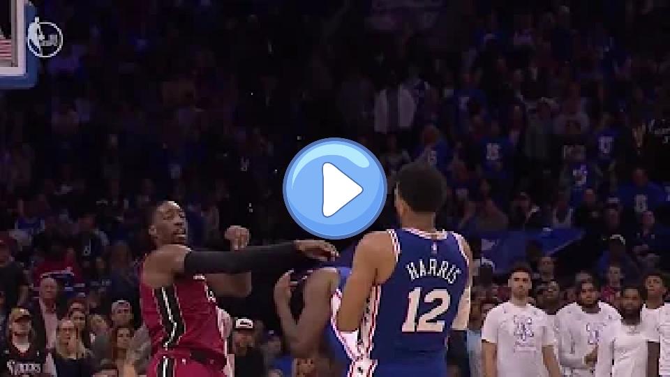 Play video: Joel Embiid shows pain after Bam Adebayo accidentally hits his injured face. Video thumb: Joel Embiid shows pain after Bam Adebayo accidentally hits his injured face.