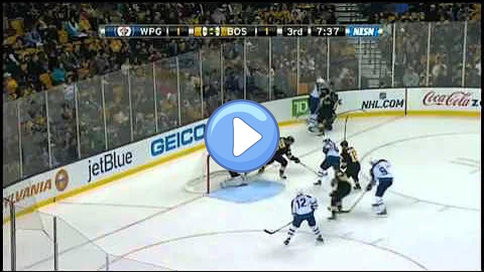 Video thumb: Milan Lucic hits Mark Stuart, then Dustin Byfuglien drops Lucic.