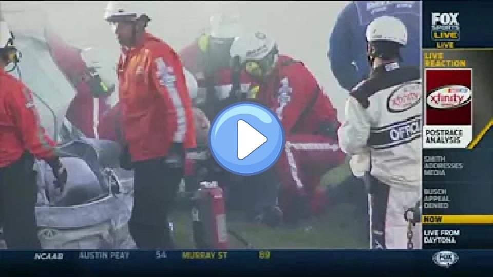 Play video: Kyle Busch injured in accident in NASCAR Xfinity Daytona 2015 race. Video thumb: Kyle Busch injured in accident in NASCAR Xfinity Daytona 2015 race.