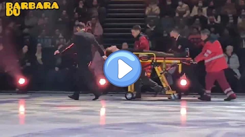 Play video: Evgeny Semenenko is taken off the rink on a stretcher after falling from a quadruple jump. Video thumb: Evgeny Semenenko is taken off the rink on a stretcher after falling from a quadruple jump.