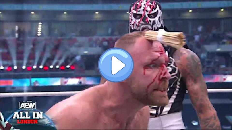 Play video: Penta El Zero M's Brutal Assault on Moxley with Skewers in Stadium Stampede | AEW: All In London Video thumb: Penta El Zero M's Brutal Assault on Moxley with Skewers in Stadium Stampede | AEW: All In London