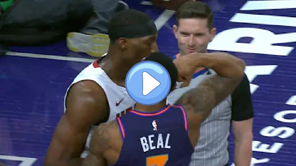 Play video: Bradley Beal and Bam Adebayo have a flex-off after a foul, making the ref laugh 😂 Video thumb: Bradley Beal and Bam Adebayo have a flex-off after a foul, making the ref laugh 😂