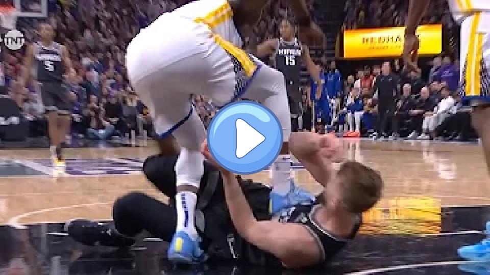 Play video: Draymond Green was ejected for stepping on Domantas Sabonis after Sabonis grabbed his leg. Video thumb: Draymond Green was ejected for stepping on Domantas Sabonis after Sabonis grabbed his leg.