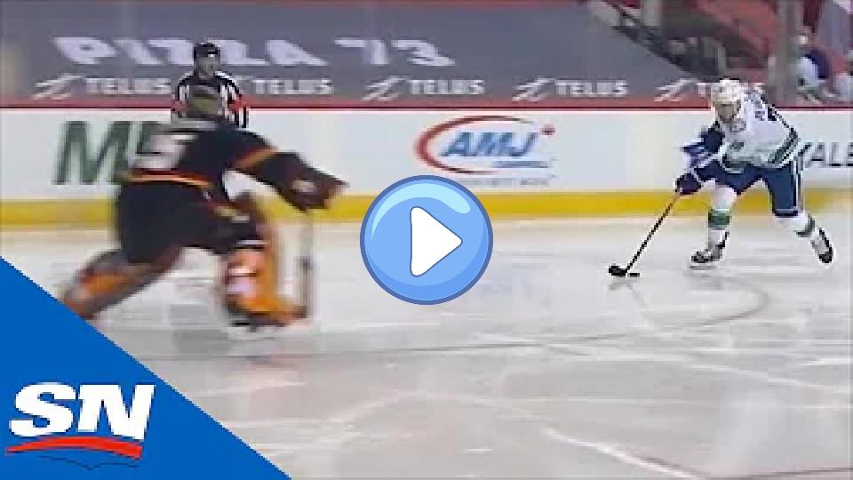 Play video: Jacob Markstrom Flies Out of the Net, Leading to a Huge Collision with Tanner Pearson Video thumb: Jacob Markstrom Flies Out of the Net, Leading to a Huge Collision with Tanner Pearson