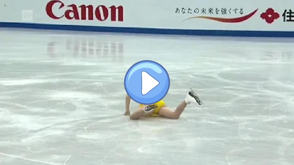 Play video: Ashley Wagner falls on her butt, then belly flops. Video thumb: Ashley Wagner falls on her butt, then belly flops.
