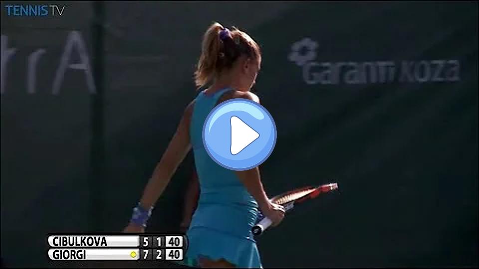 Play video: Camila Giorgi smashed her racquet in frustration after an umpire error. Video thumb: Camila Giorgi smashed her racquet in frustration after an umpire error.