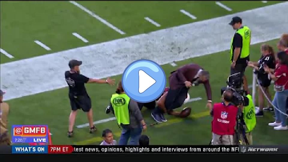 Play video: Kurt Warner gets knocked down by Cardinals WR Larry Fitzgerald. Was it staged? Video thumb: Kurt Warner gets knocked down by Cardinals WR Larry Fitzgerald. Was it staged?