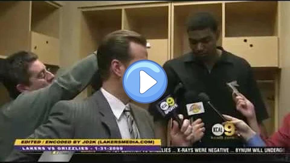 Video thumb: Andrew Bynum's Knee Injury Against the Memphis Grizzlies on 01/31/09 and Post-Game Interview