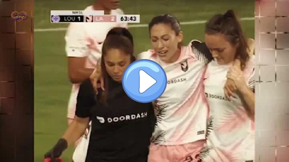 Play video: Christen Press is injured in the Racing Louisville FC vs. Angel City FC match! Video thumb: Christen Press is injured in the Racing Louisville FC vs. Angel City FC match!