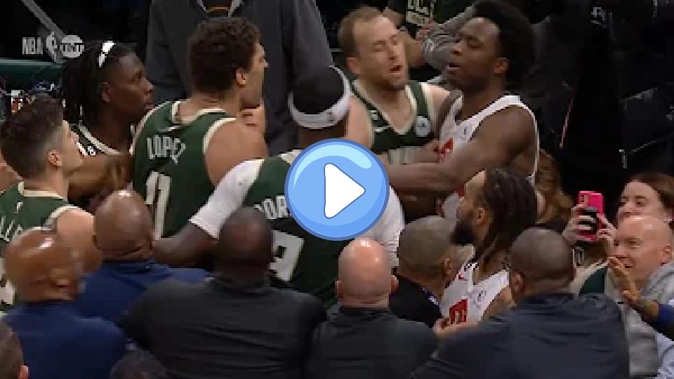 Play video: Brook Lopez gets ejected for taking Gary Trent Jr.'s headband and fighting OG Anunoby 👀 Video thumb: Brook Lopez gets ejected for taking Gary Trent Jr.'s headband and fighting OG Anunoby 👀