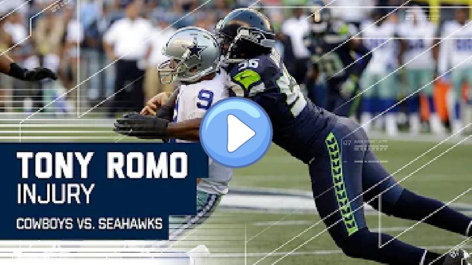 Play video: Tony Romo Suffers Apparent Back Injury | Cowboys vs. Seahawks (Preseason) | NFL Video thumb: Tony Romo Suffers Apparent Back Injury | Cowboys vs. Seahawks (Preseason) | NFL