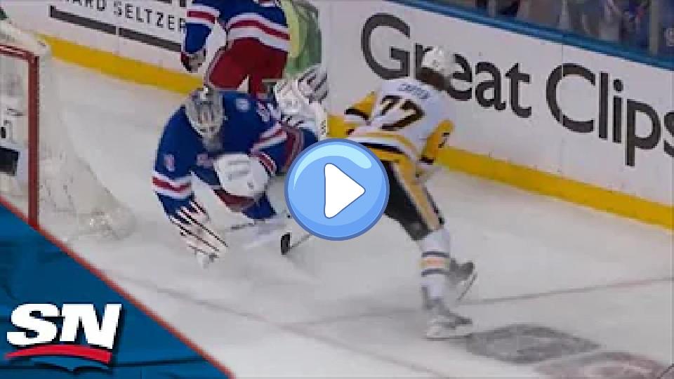 Play video: Igor Shesterkin Slow to Get Up After Collision with Jeff Carter Video thumb: Igor Shesterkin Slow to Get Up After Collision with Jeff Carter