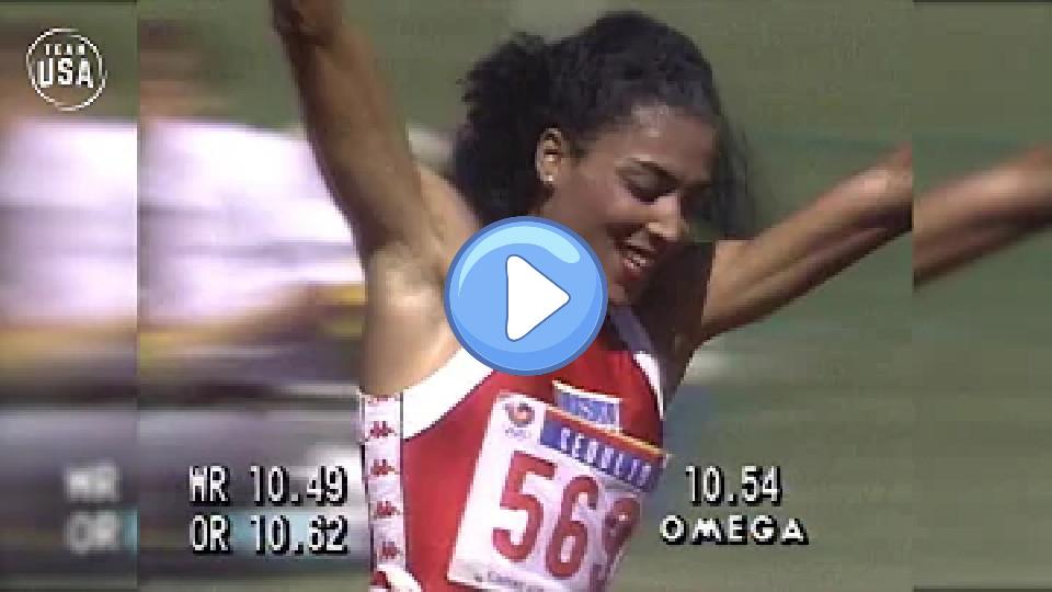 Play video: Florence Griffith Joyner Sprints to Gold in Seoul | Gold Medal Moments Presented by HERSHEY'S Video thumb: Florence Griffith Joyner Sprints to Gold in Seoul | Gold Medal Moments Presented by HERSHEY'S