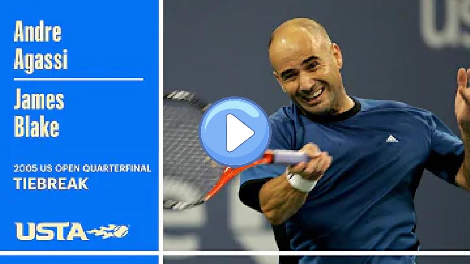 Play video: Andre Agassi vs. James Blake Tiebreak | 2005 US Open Quarterfinal Video thumb: Andre Agassi vs. James Blake Tiebreak | 2005 US Open Quarterfinal