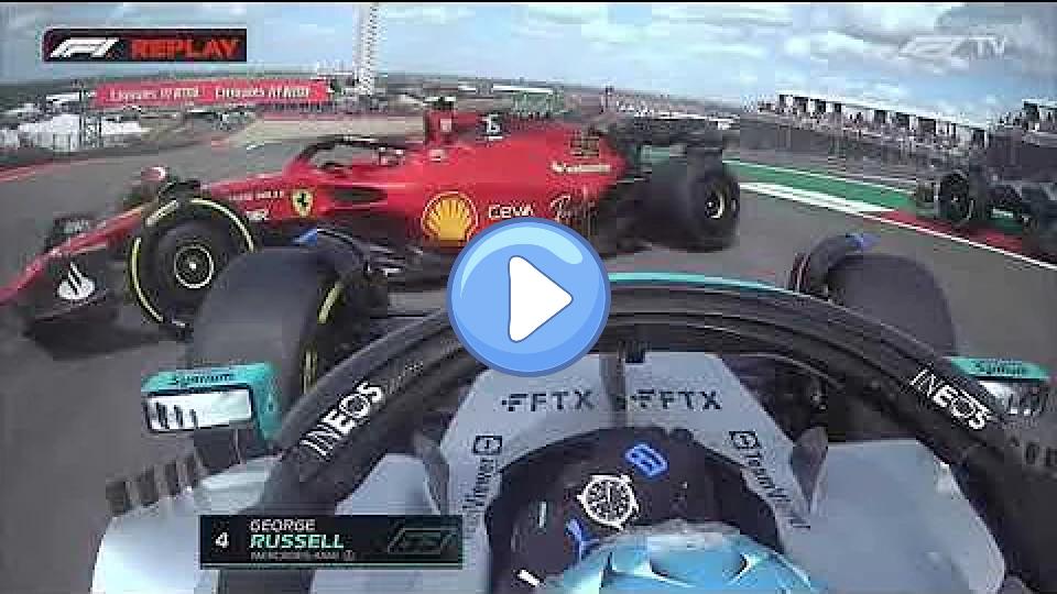 Play video: George Russell collides with Carlos Sainz at Turn 1 | 2022 US GP Video thumb: George Russell collides with Carlos Sainz at Turn 1 | 2022 US GP