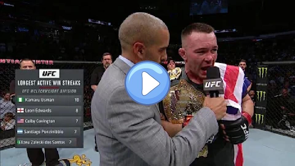 Play video: Colby Covington takes a jab at Matt Hughes. Video thumb: Colby Covington takes a jab at Matt Hughes.