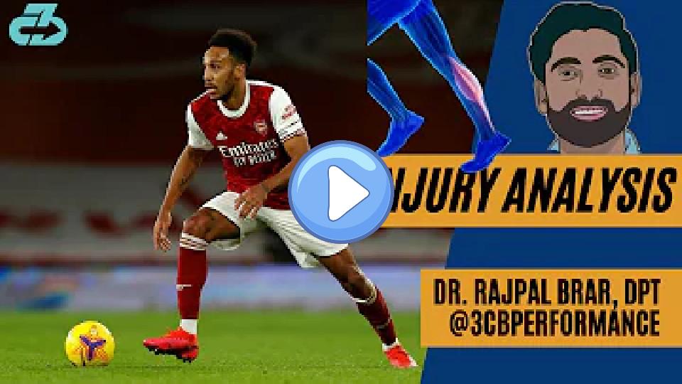 Play video: Expert explains Aubameyang's injury (calf strain) and return timeline. Video thumb: Expert explains Aubameyang's injury (calf strain) and return timeline.