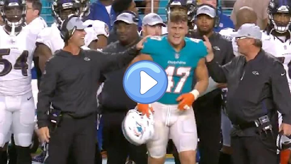 Play video: Dolphins LB Kiko Alonso Accidentally Runs to Ravens' Sideline After a Tackle Video thumb: Dolphins LB Kiko Alonso Accidentally Runs to Ravens' Sideline After a Tackle
