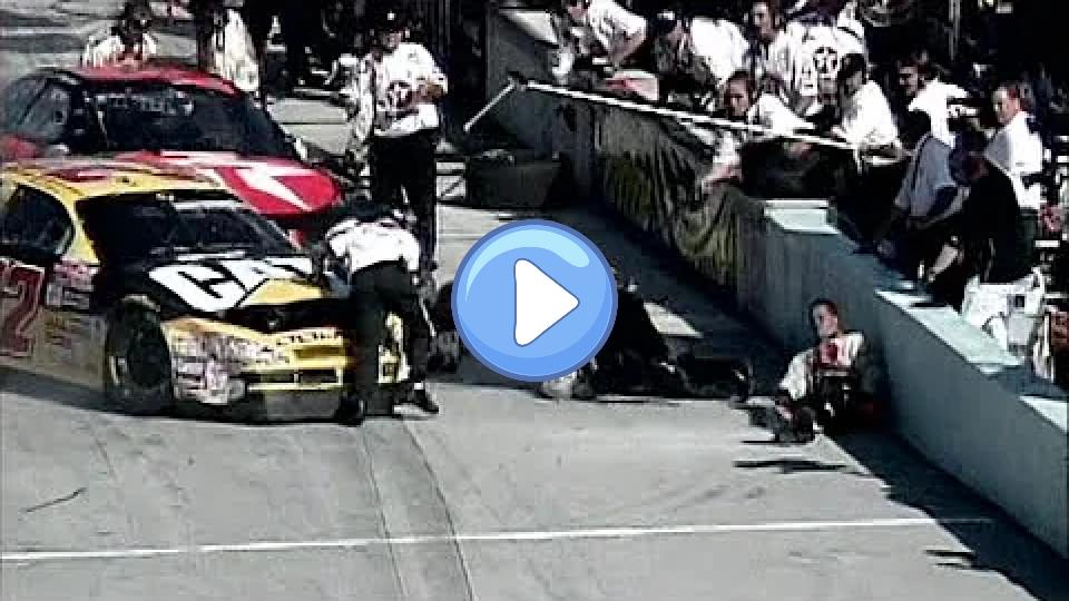 Play video: Ward Burton Crashes into Ricky Rudd's Pit Crew Video thumb: Ward Burton Crashes into Ricky Rudd's Pit Crew