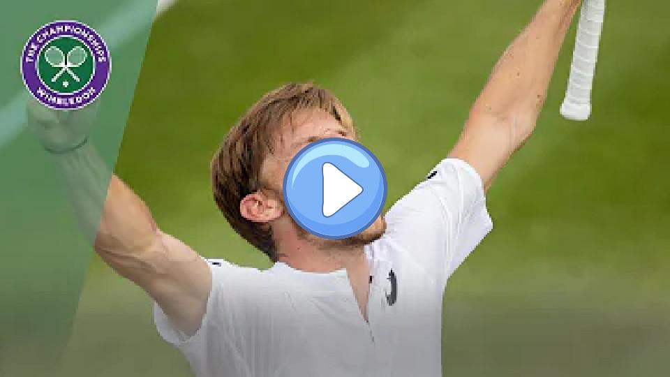 Play video: David Goffin wins two incredible points in a row to defeat Daniil Medvedev at Wimbledon 2019. Video thumb: David Goffin wins two incredible points in a row to defeat Daniil Medvedev at Wimbledon 2019.