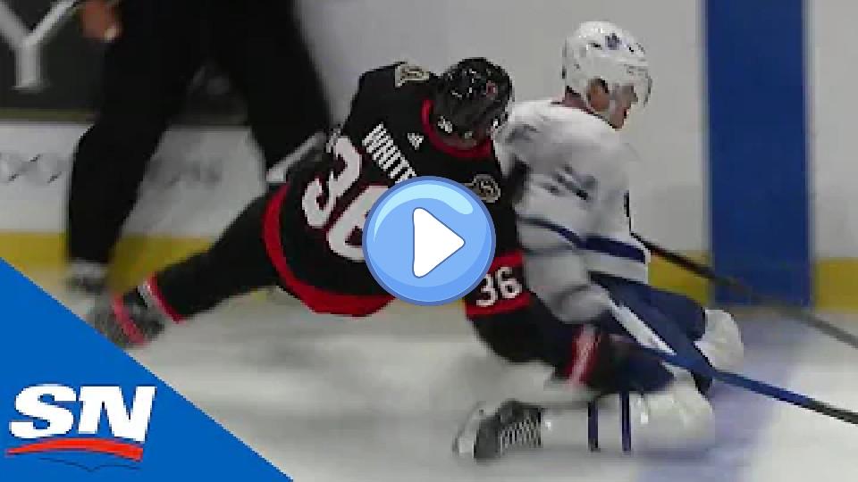 Play video: Colin White Leaves Game with Injury After Collision with David Kampf Video thumb: Colin White Leaves Game with Injury After Collision with David Kampf