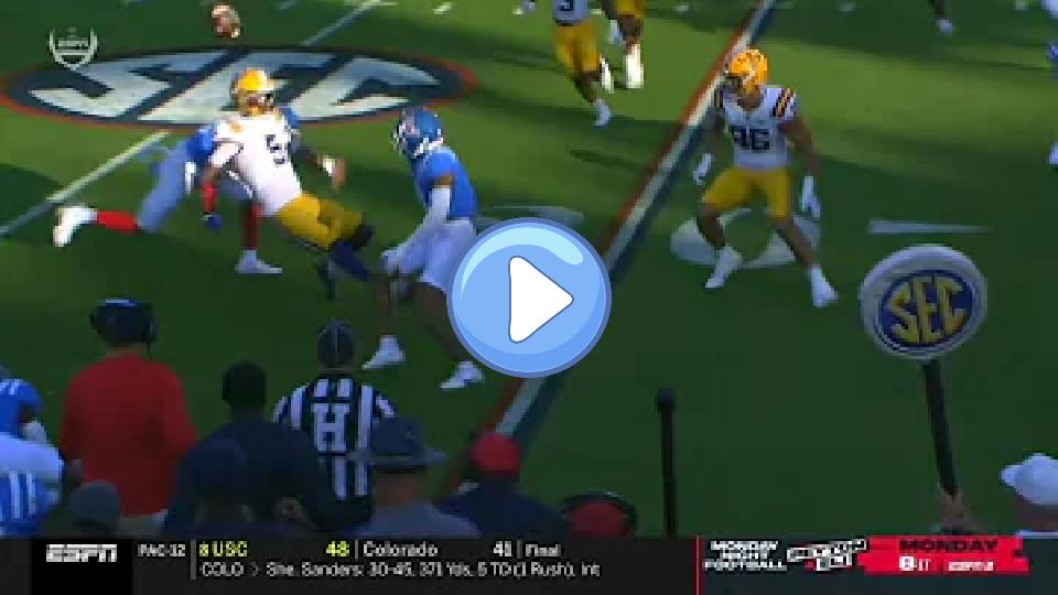 Play video: LSU QB Jayden Daniels takes a huge hit and fumbles against Ole Miss. Video thumb: LSU QB Jayden Daniels takes a huge hit and fumbles against Ole Miss.
