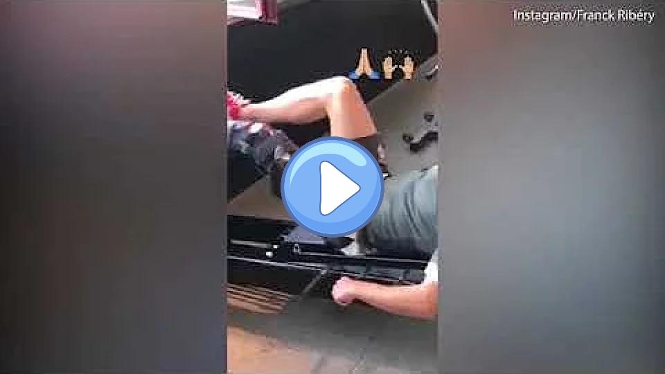 Play video: Bayern player Franck Ribery trains with a knee brace after injury. Video thumb: Bayern player Franck Ribery trains with a knee brace after injury.