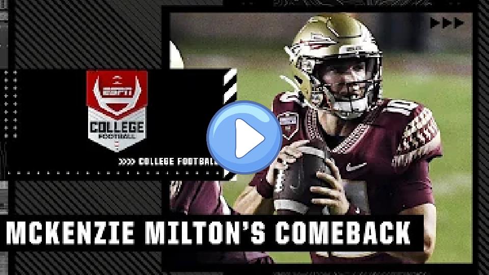 Play video: McKenzie Milton makes an impressive return for Florida State after a devastating leg injury | Highlights Video thumb: McKenzie Milton makes an impressive return for Florida State after a devastating leg injury | Highlights