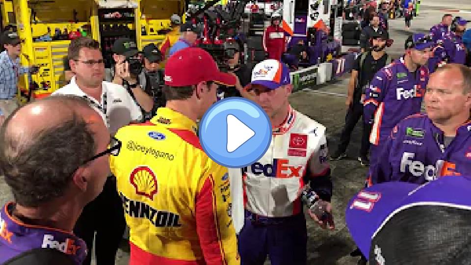 Play video: Raw footage of Denny Hamlin-Joey Logano altercation at Martinsville | NASCAR Cup Series Video thumb: Raw footage of Denny Hamlin-Joey Logano altercation at Martinsville | NASCAR Cup Series