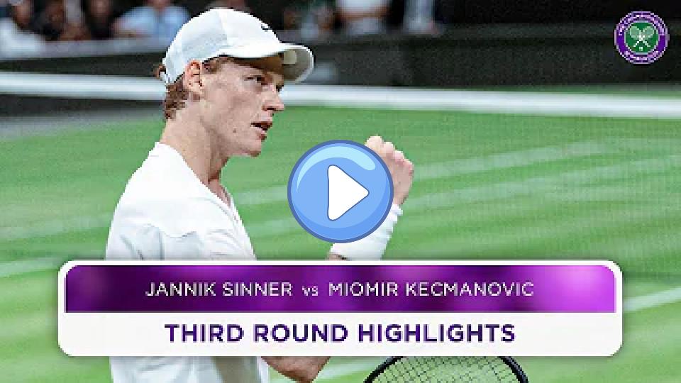 Play video: Ruthless from World No. 1 | Jannik Sinner vs Miomir Kecmanovic | Highlights | Wimbledon 2024 Video thumb: Ruthless from World No. 1 | Jannik Sinner vs Miomir Kecmanovic | Highlights | Wimbledon 2024
