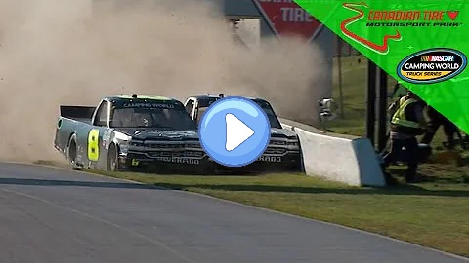 Play video: Nemechek, Custer crash coming to the finish line in Canada Video thumb: Nemechek, Custer crash coming to the finish line in Canada