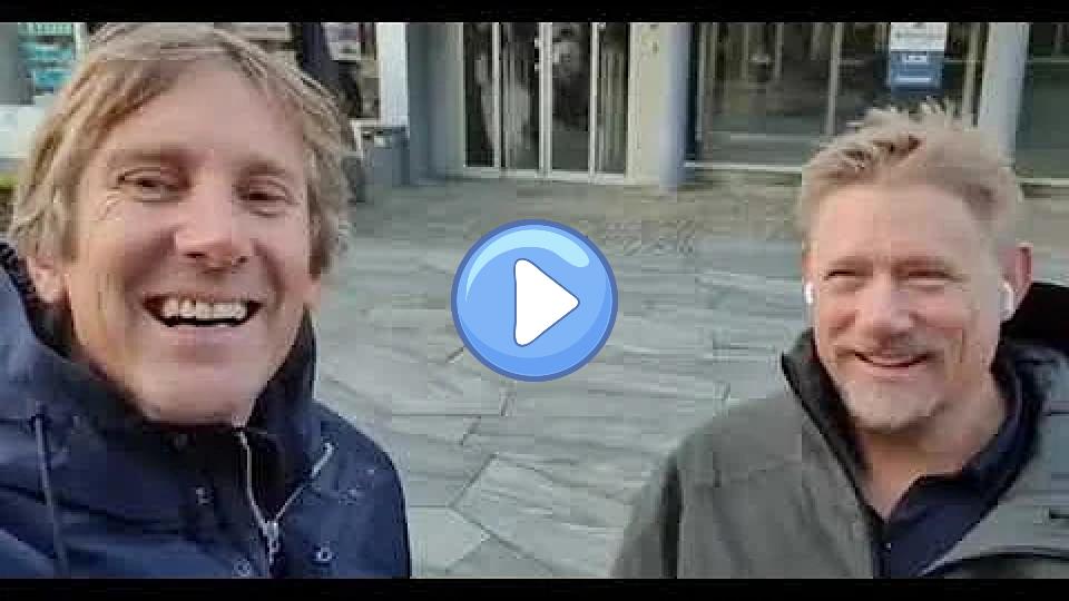 Play video: Edwin van der Sar met Peter Schmeichel on the street in Midtjylland. Video thumb: Edwin van der Sar met Peter Schmeichel on the street in Midtjylland.
