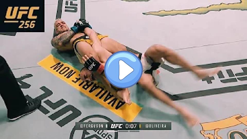 Play video: Tony Ferguson refused to submit to Charles Oliveira's armbar in Round 1. Video thumb: Tony Ferguson refused to submit to Charles Oliveira's armbar in Round 1.