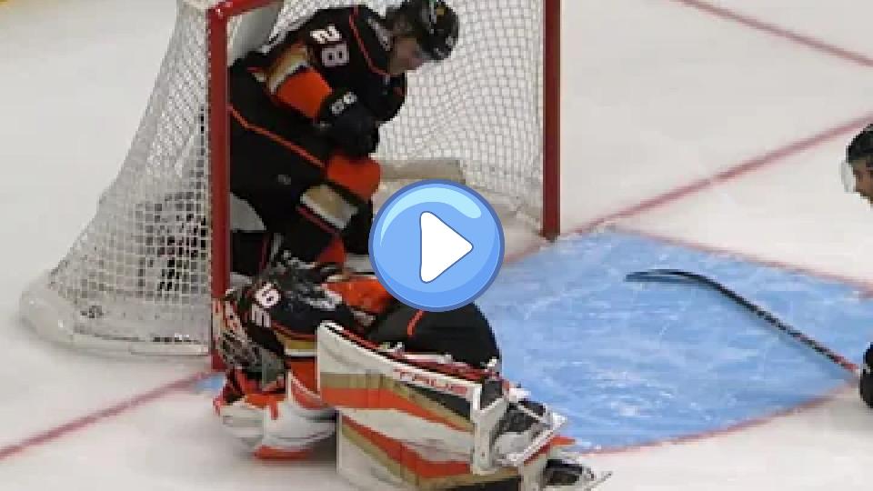 Play video: John Gibson Leaves Game with Injury Video thumb: John Gibson Leaves Game with Injury