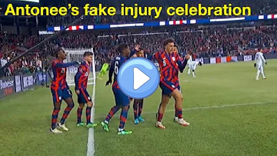 Play video: I have one note on Antonee Robinson's fake injury celebration. Video thumb: I have one note on Antonee Robinson's fake injury celebration.
