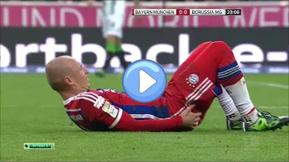 Play video: Arjen Robben injury vs Borussia Mönchengladbach (March 22, 2015) Video thumb: Arjen Robben injury vs Borussia Mönchengladbach (March 22, 2015)