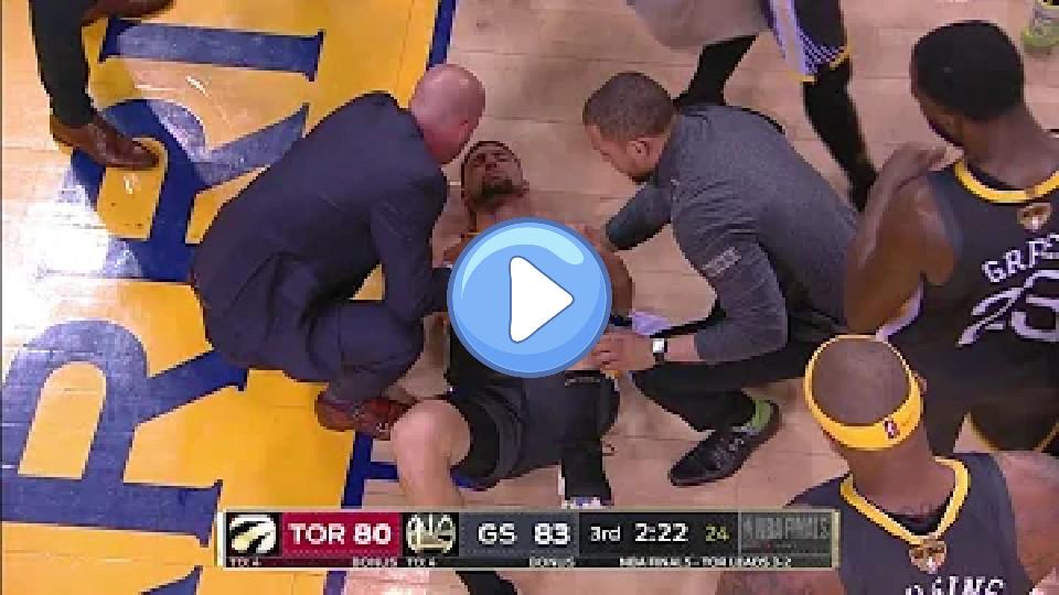 Play video: Klay Thompson Leg Injury, Torn ACL - Game 6 | Raptors vs. Warriors | 2019 NBA Finals Video thumb: Klay Thompson Leg Injury, Torn ACL - Game 6 | Raptors vs. Warriors | 2019 NBA Finals