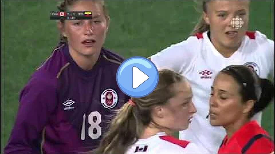 Play video: Janine Beckie becomes a goalkeeper Video thumb: Janine Beckie becomes a goalkeeper
