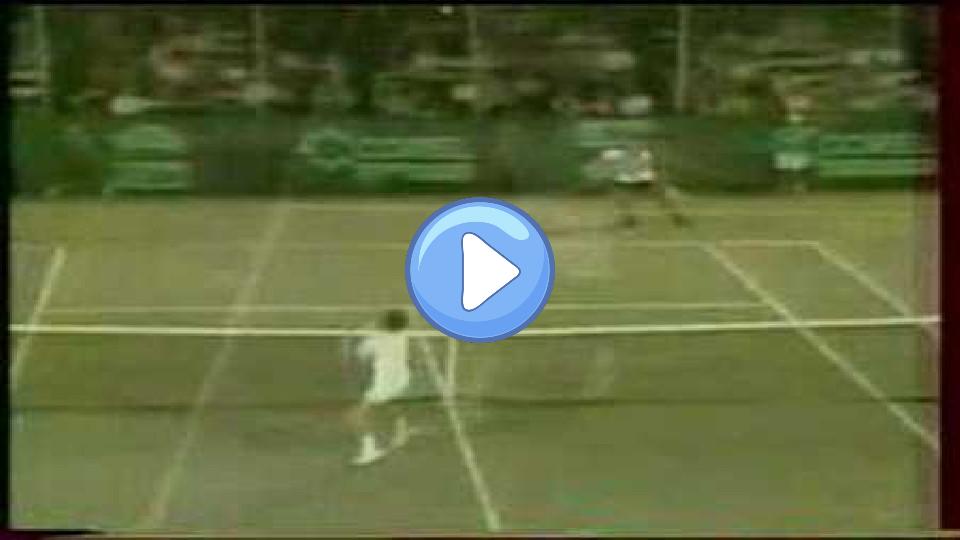 Play video: Connors threw his racquet in the air and won the point. Video thumb: Connors threw his racquet in the air and won the point.