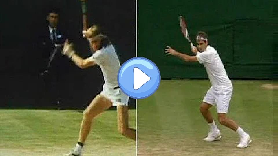 Play video: Federer's and Bjorn Borg's forehands compared Video thumb: Federer's and Bjorn Borg's forehands compared