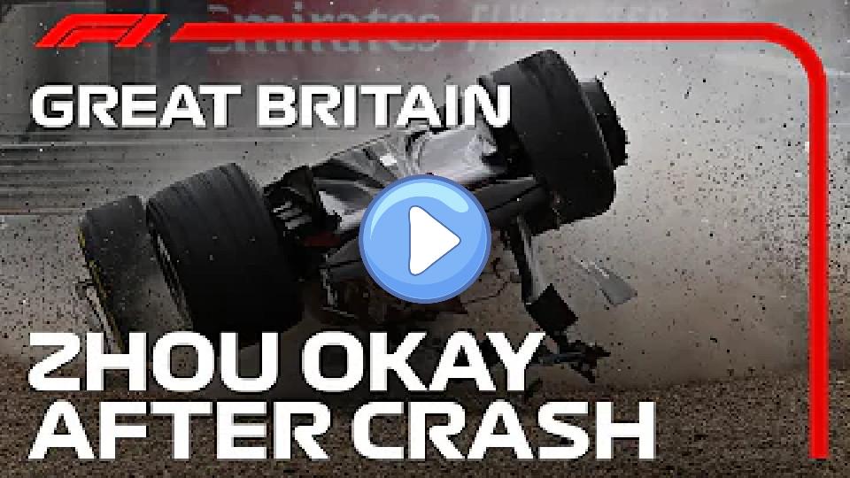 Play video: Zhou Okay After Heavy Silverstone Crash | 2022 British Grand Prix Video thumb: Zhou Okay After Heavy Silverstone Crash | 2022 British Grand Prix