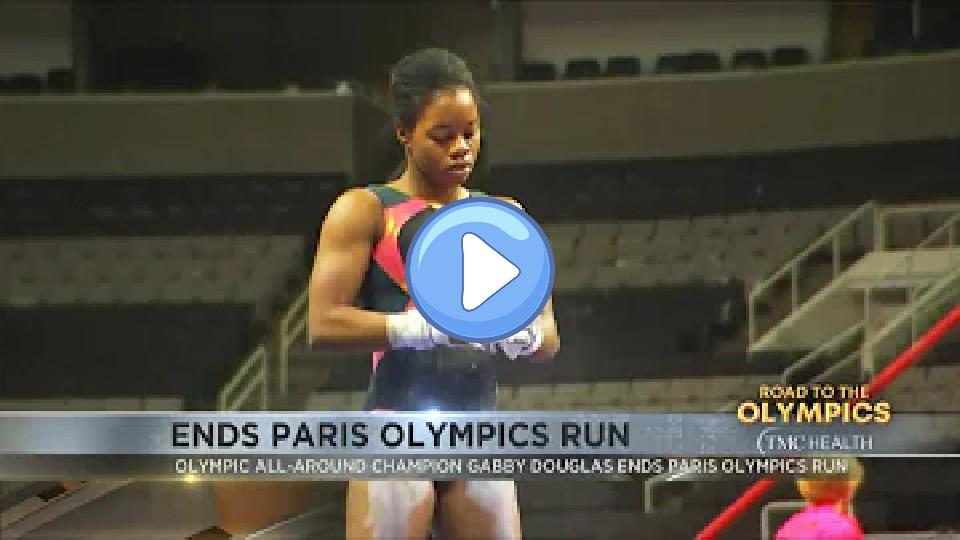 Play video: Three-time Olympic champion Gabby Douglas ends 2024 Summer Games bid due to injury. Video thumb: Three-time Olympic champion Gabby Douglas ends 2024 Summer Games bid due to injury.
