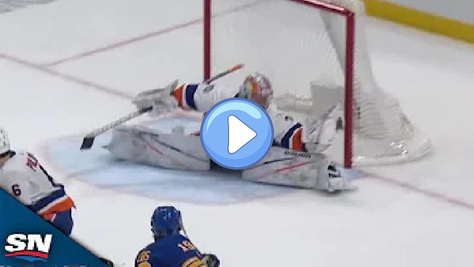 Play video: Islanders' Ilya Sorokin Flashes Leather to Rob Peyton Krebs with Unreal Glove Save Video thumb: Islanders' Ilya Sorokin Flashes Leather to Rob Peyton Krebs with Unreal Glove Save