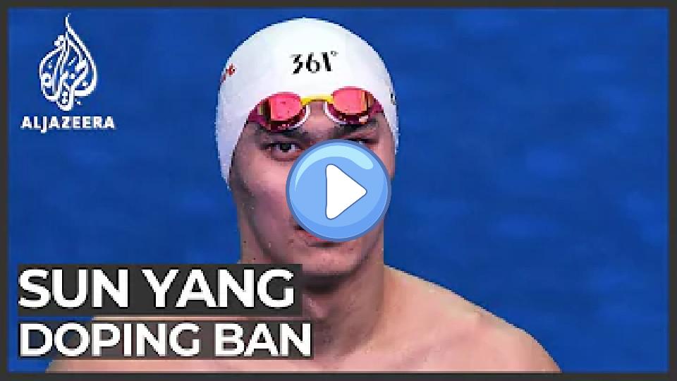 Play video: Chinese Olympic swimmer Sun Yang handed an 8-year doping ban. Video thumb: Chinese Olympic swimmer Sun Yang handed an 8-year doping ban.