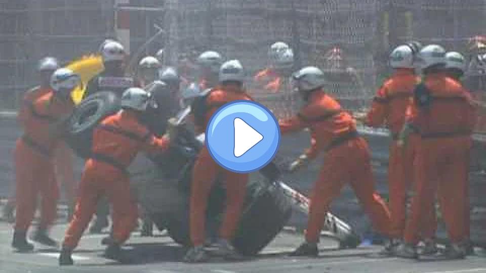 Play video: During the 2004 Monaco Grand Prix, Giancarlo Fisichella experienced a dramatic crash where his car flipped. Video thumb: During the 2004 Monaco Grand Prix, Giancarlo Fisichella experienced a dramatic crash where his car flipped.